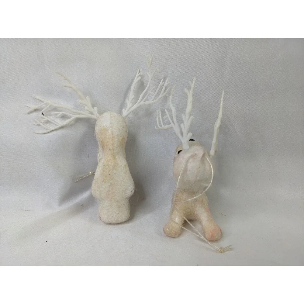 Flocked Beagle‎ Dog Reindeer Plastic Ornament Lot